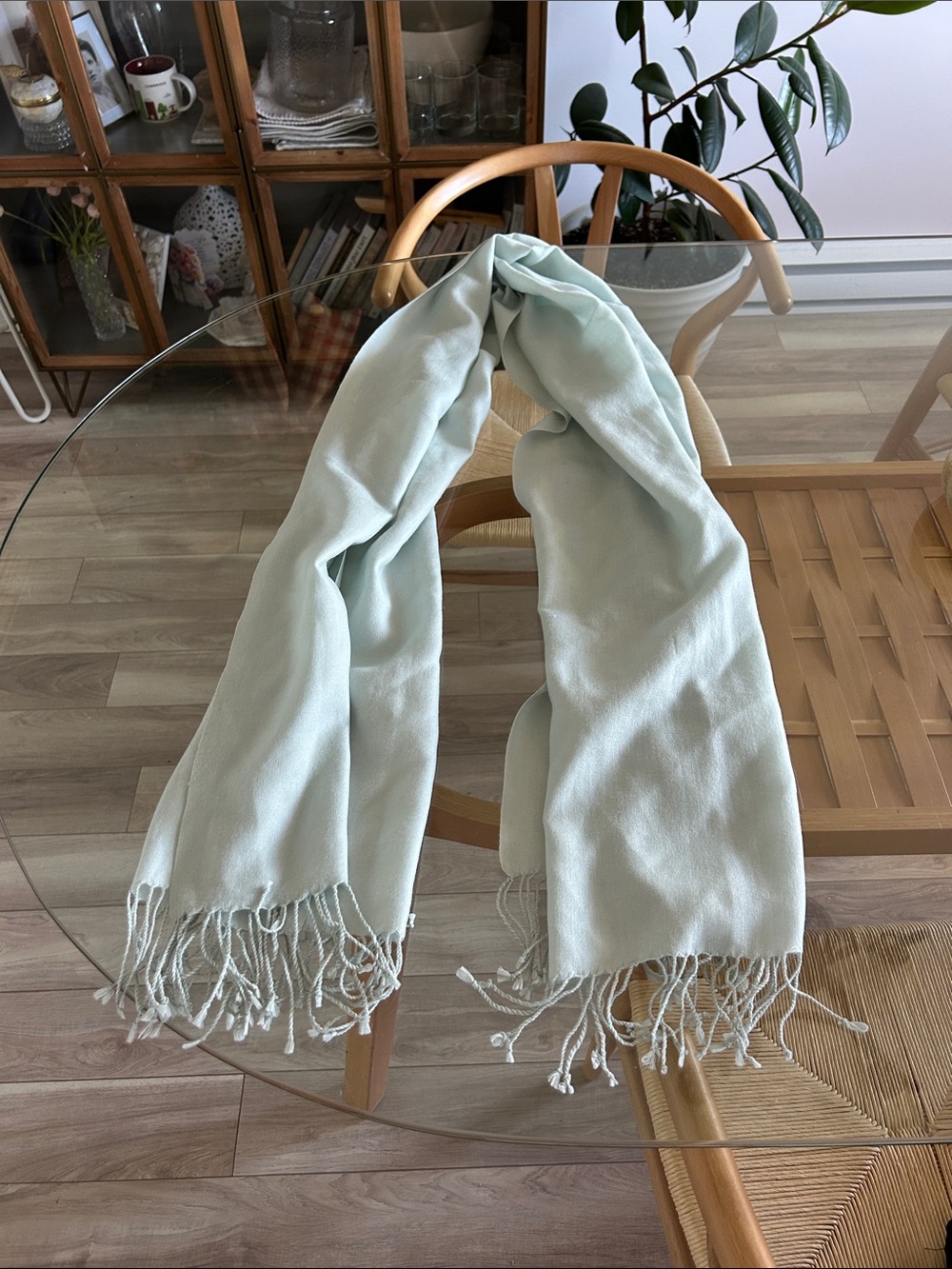 Frangi 100% Wool Light Mint Fringe Pashmina Scarf - Women Accessories